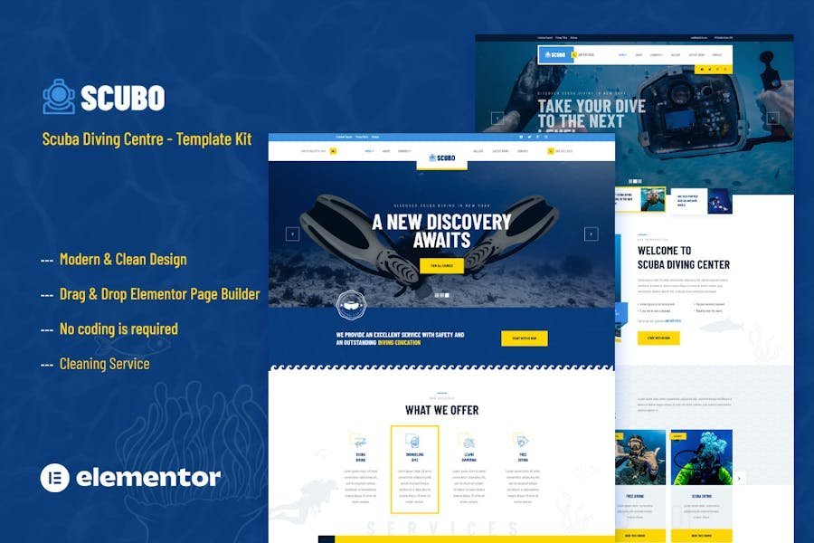 Scubo - Scuba Diving Centre Elementor Template Kit 1 Scubo - Scuba Diving Centre Elementor Template Kit