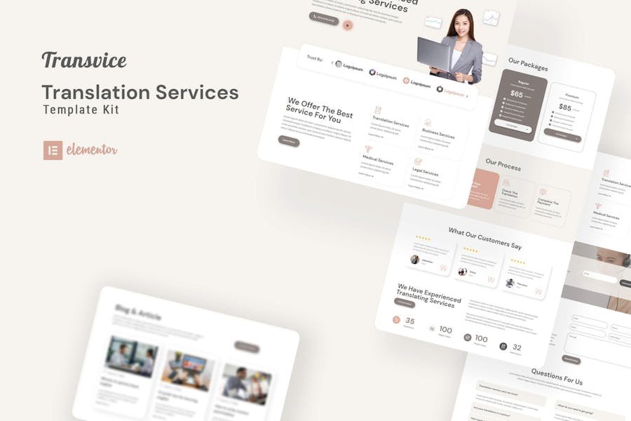 Transvice - Translation Website Elementor Template Kit 1 Transvice - Translation Website Elementor Template Kit