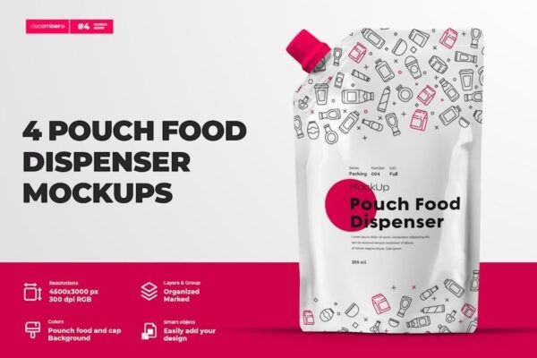 4 Mockups DoyPacks with Dispenser