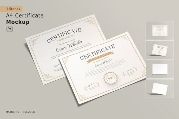 A4 Certificate Mockup