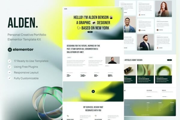 Alden - Personal Creative Portfolio Elementor Template Kit