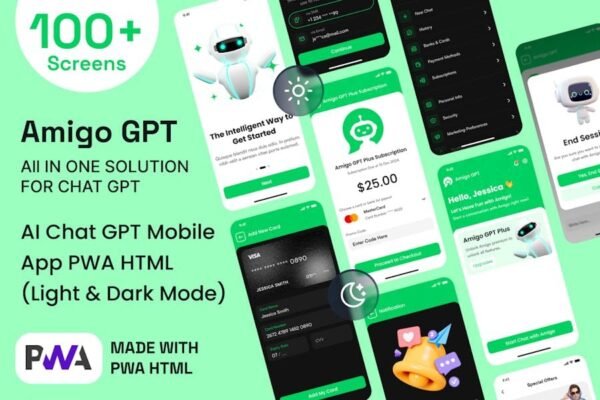 Amigo AI Chat GPT Mobile App PWA HTML Template