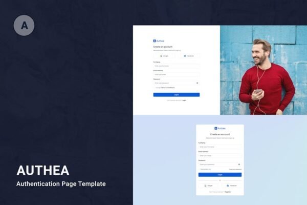 Auth Pages Tailwind HTML Template - Authea