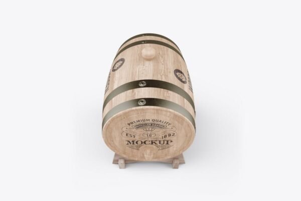 Beer Wooden Barrel Mockup