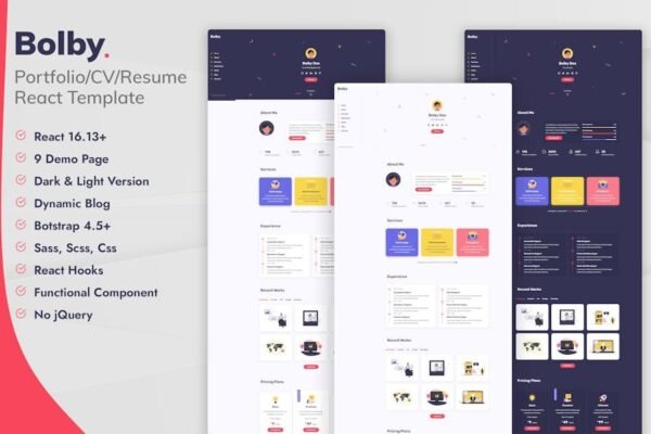 Bolby- React Personal Portfolio CVResume Template