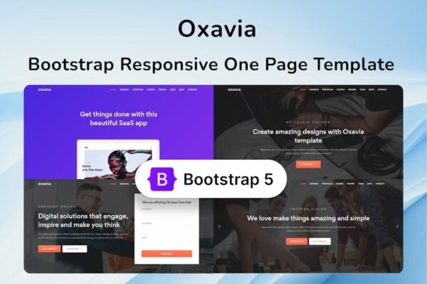 Bootstrap Responsive One Page Template - Oxavia