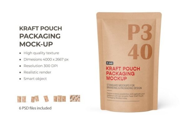 Brown Kraft Pouch Packaging Branding Mockup