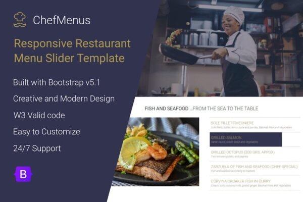 ChefMenus - Responsive Restaurant Menu Bootstrap S