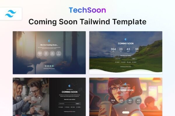 Coming Soon HTML Tailwind Template - Techsoon