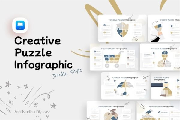 Creative Puzzle Infographic Doodle Style Keynote