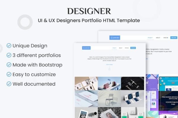 DESIGNER - UI & UX Portfolio HTML Template