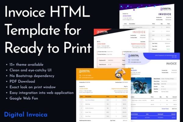 Digital Invoica - Invoice HTML Template Print