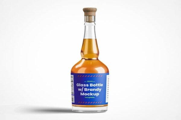 Glass Brandy Bottle Mockup