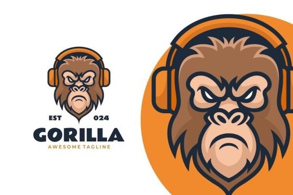 Gorilla Mascot Cartoon Logo