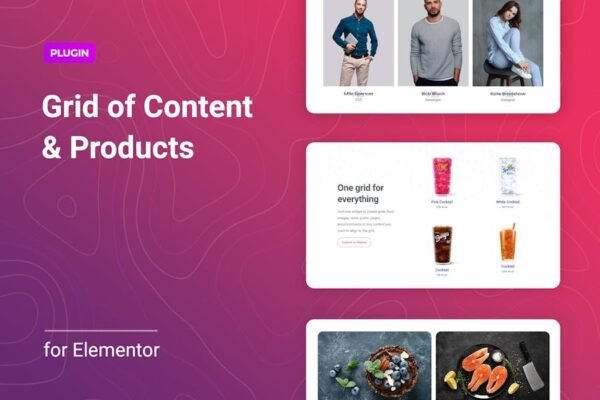Grid of Content and Products for Elementor