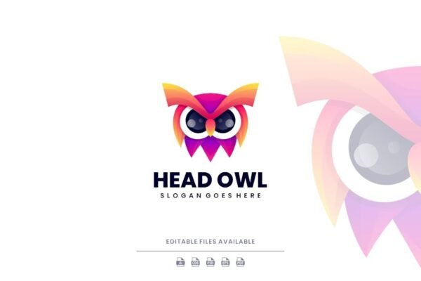 Head Owl Gradient Colorful Logo