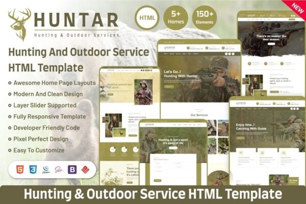 Huntar - Hunting & Outdoor Service HTML Template