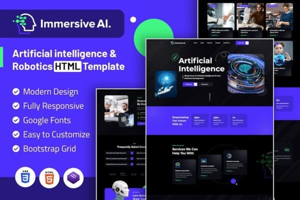 Immersive AI  Robotics HTML Template