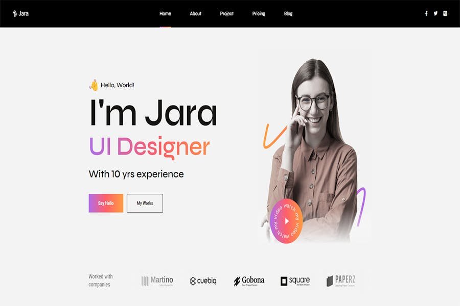 Jara - Personal Portfolio HTML Template 1 Jara - Personal Portfolio HTML Template