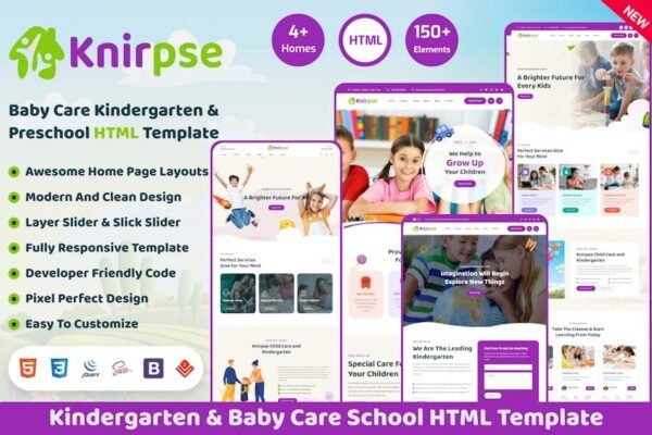 Knirpse - Kindergarten & Baby Care HTML Template