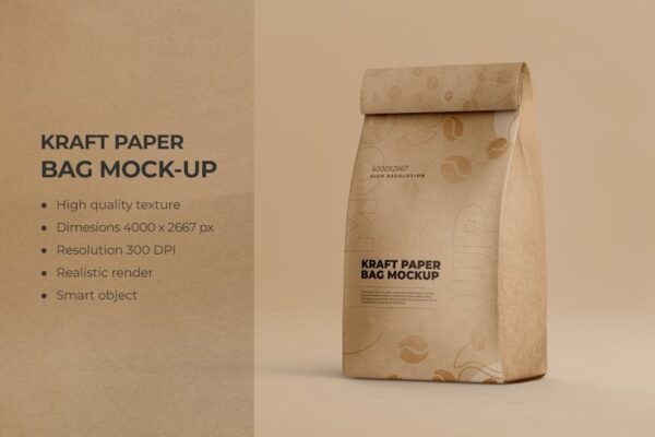 Kraft Paper Packaging Food Bag Mockup