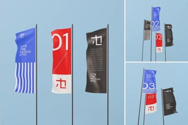 Long Flag Mockup