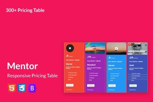 Mentor - Responsive Pricing Table