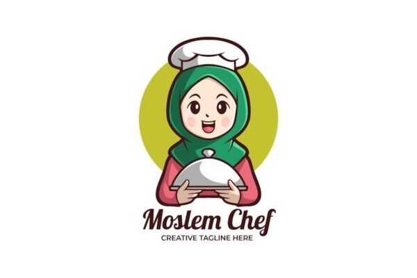 Moslem Chef Character Logo Template