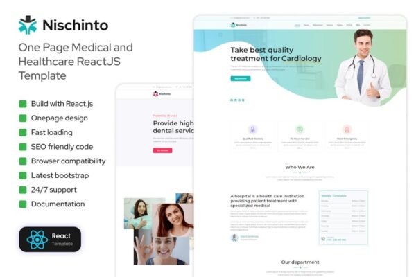 Nischinto - Medical & Healthcare ReactJS Template