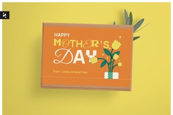 Orange Creative Mothers Day Greeting Card