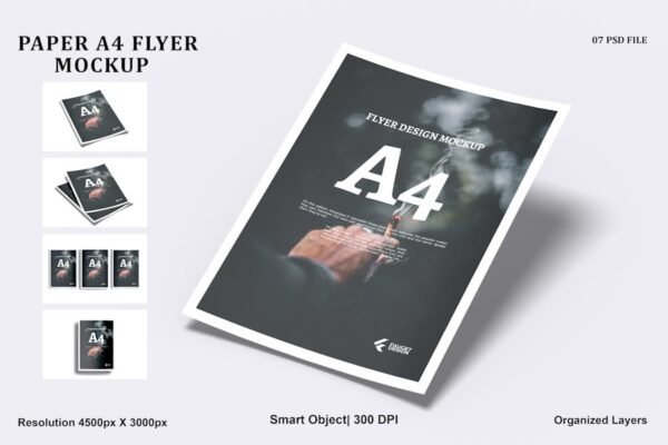 Paper A4 Flyer Mockup