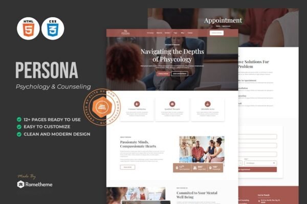 Persona - Psychology & Counseling HTML Template