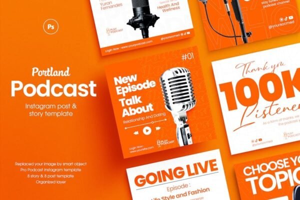 Portland Podcast Instagram Post & Stories Template