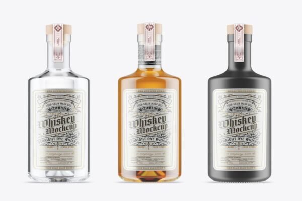 Set 3 Liquor Bottles Mockup