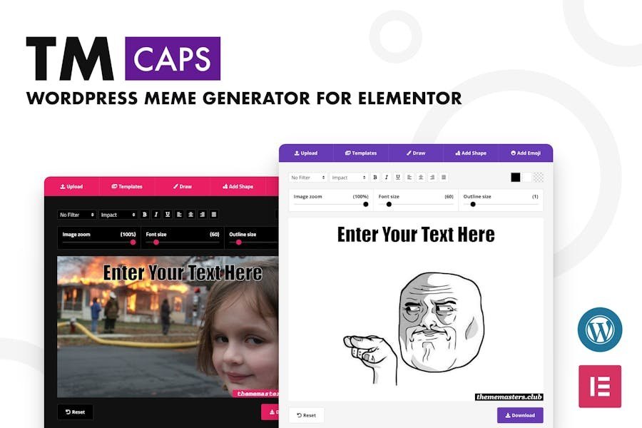 TM CAPS - WordPress Meme Generator For Elementor 1 TM CAPS - WordPress Meme Generator For Elementor