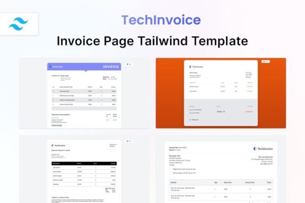 TechInvoice - Invoice Page Tailwind HTML Template