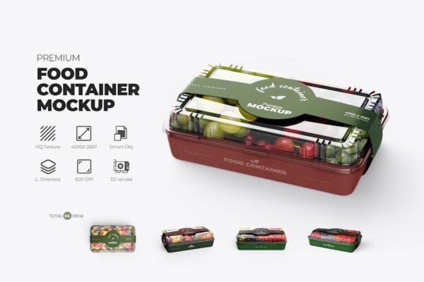 Transparent Food Container Box Mockup