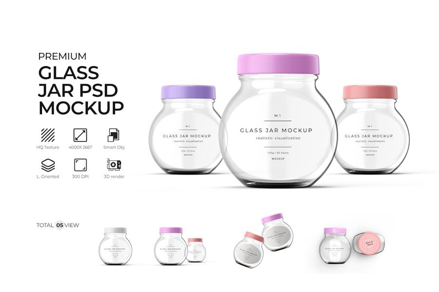 Transparent Glass jar PSD Mockup – Themenplugin