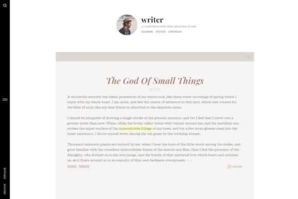 Writer - Minimal Personal Blogger Theme