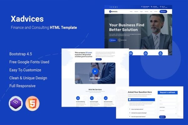 Xadvices - Finance and Consulting HTML Template