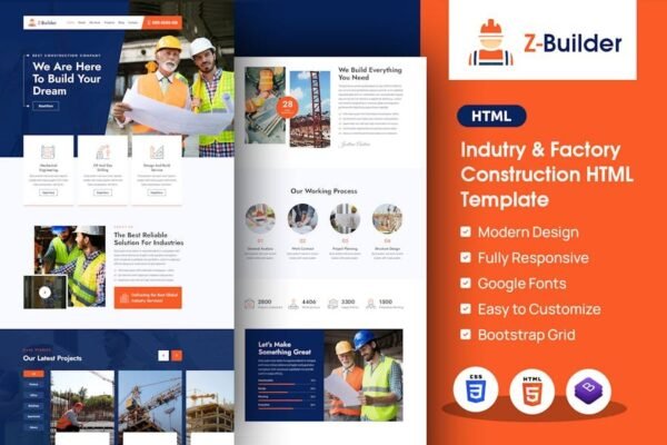 Z-Builder  Construction Elementor HTML Template