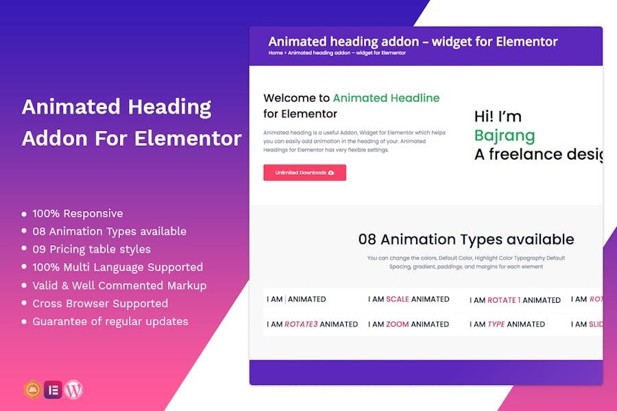 Animated heading addon – widget for Elementor | ThemeNPlugin.city ...
