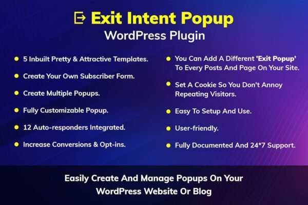Exit Intent Popup WordPress Plugin