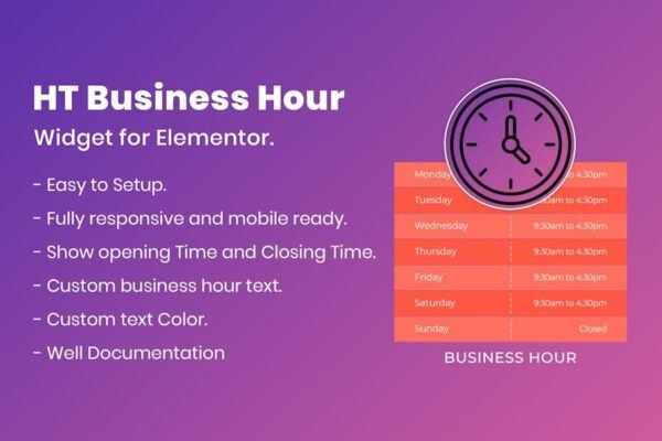 HT Business Hour Widget for Elementor
