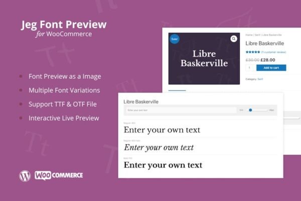 Jeg Font Preview - WooCommerce Extension Plugin