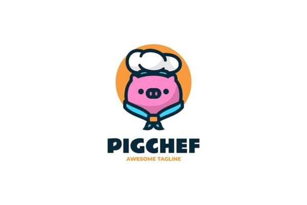 Pig Chef Mascot Cartoon Logo