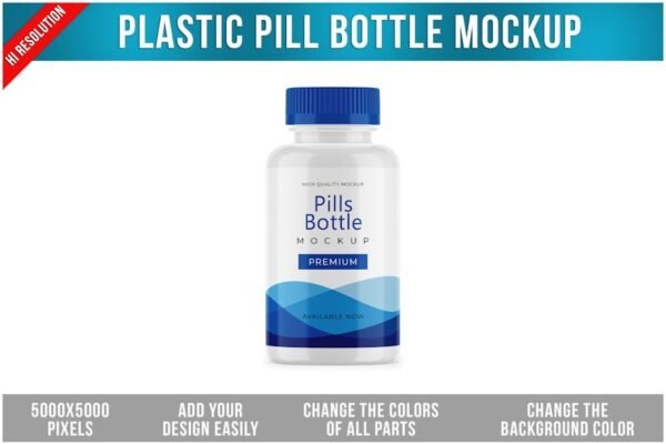 Plastic Pill Bottle Mockup