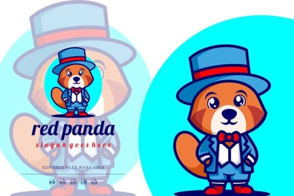 Red Panda Mascot Cartoon Logo