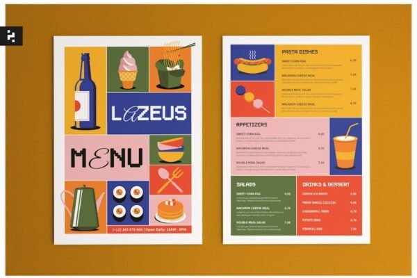 Retro Colorful Food Menu