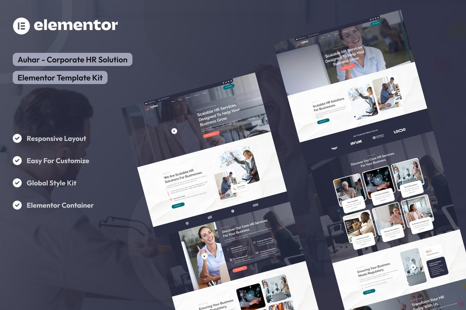 Auhar - Corporate HR Solutions Elementor Template Kit 1 Auhar - Corporate HR Solutions Elementor Template Kit
